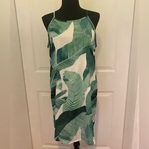 Spring Summer Green‎ Leaf Print Dress Size Small Fully lined